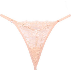 Hana Γυναικείο Sexy String με Δαντέλα Μπεζ
