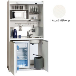 Πολυκουζίνα mini kitchen 105cm OFFICE απόχρωση λευκή με ψυγείο χωρίς φούρνο για ξενώνες, γραφεία & φοιτητικά studio - OFFICE105-ΛΕΥΚΟ