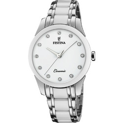 Festina Γυναικείο Ρολόι με Λευκό Ασημί Μεταλλικό Μπρασελέ F20499/1