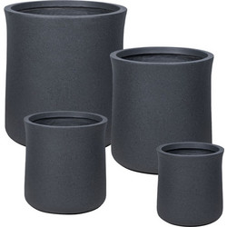 MarHome Kazani Σετ Κασπώ Fiberclay Μαύρο Γρανίτη Φ28.5x30.5 / Φ35.5x37.5 / Φ43.5x46.5 / Φ52x57cm 4τμχ