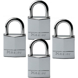 MasterLock Σετ 4 μπρούτζινα, επινικελωμένα λουκέτα με λαιμό Inox
