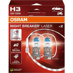 Λάμπες H3 Night Breaker Laser Osram 12V 55W έως +150% φως 2τμχ | OSRAM 64151NL-2HB
