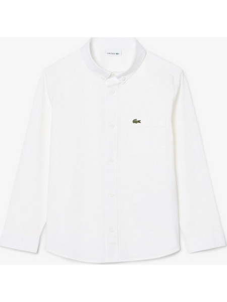 Lacoste παιδικό πουκάμισο button down με τσέπη και κεντημένο λογότυπο - CJ0945 Λευκό
