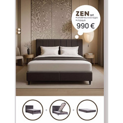 Liberta Zen Κρεβάτι με Αποθηκευτικό Χώρο & Στρώμα 212x174x126.5cm 26-969