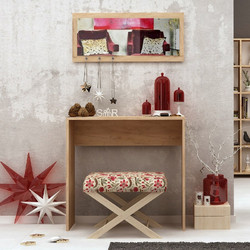 Κονσόλα με καθρέπτη Cosenza Megapap χρώμα oak 80x30x82εκ. - MEGAPAP
