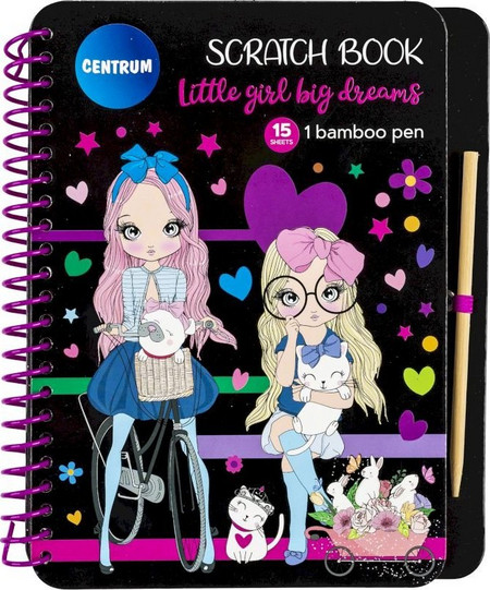 ΒΙΒΛΙΑ ΖΩΓΡΑΦΙΚΗΣ CENTRUM SCRATCH BOOK GIRLS (15 sheets+1 bamboo pen)