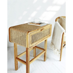 Κομοδίνο Teak/ Rattan 65x38x73 cm - Plastona