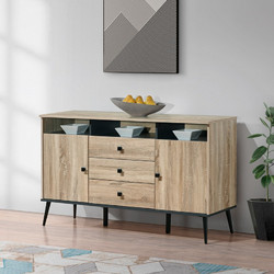 Μπουφές Zezan pakoworld σε sonoma-ανθρακί απόχρωση 140.5x41.5x80εκ SONOMA - DARK GREY CLIPBOARD 16mm & 18mm WITH 3D PAPER WOOD - MDF