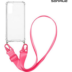 Sonique Armor Clear Θήκη Σιλικόνης με Strap Samsung Galaxy S21 Fuchsia