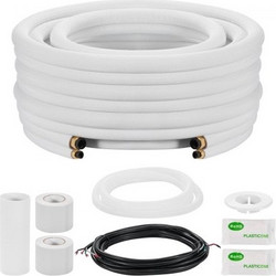 VEVOR Σετ Γραμμής Mini Split 15,2 m, Χαλκοσωλήνας AC 6,4 & 12,7 mm OD, Λευκός Πάχους PE Μονωμένος Σπείρα 3/8 με Παξιμάδια με Κολάρο, Πλούσια Εξαρτήματα, για Σύστημα Κλιματιστικού Mini Split ή Αντλία Θ