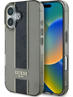 Guess Translucent IML 4G Middlestripe Case Θήκη προστασίας από σιλικόνη - iPhone 16 (Μαύρο)