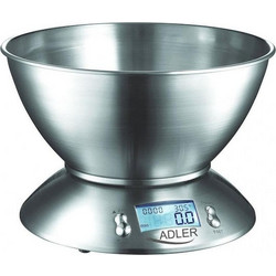 Adler AD-3134 Ψηφιακή Ζυγαριά Κουζίνας με Κάδο 1gr/5kg Inox