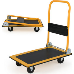 Costway Πτυσσόμενο Καροτσάκι Μεταφοράς έως 150 kg με Πλατφόρμα και 360 Κατευθυντήριους Τροχούς & Χειρολαβή σε Πορτοκαλί Χρώμα TL30106DK