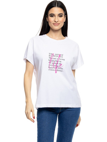 B&apos, Γυναικεία μπλούζα με τύπωμα LIFE 53-106-002 020 WHITE
