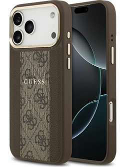 Guess 4G Stripe MagSafe Back Cover Brown (iPhone 17 Pro)