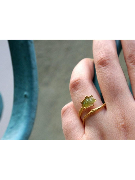 Real Sea Shell Gold Ring with Green Murano Glass, Handmade Nature Jewelry, Organic Nature Band, Gift for Protection & Prosperity, 14K Gold Plated Sterling Silver 925