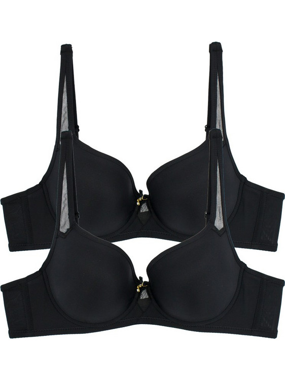 2 Pack ComfortChic Σουτιέν C Cup με Μπανέλα Μαύρα