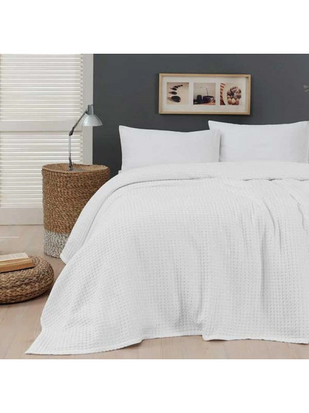 Κουβέρτα Πικέ Μονή Waffle Ξενοδοχείου 165X245 White