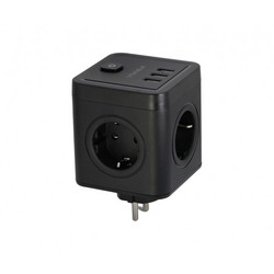 ΚΥΒΟΣ ΣΟΥΚΟ VENEX - 4 ΘΕΣΕΙΣ ΣΟΥΚΟ - 3 ΘΥΡΕΣ USB ΜΑΥΡΟ (TW3U4E-B)