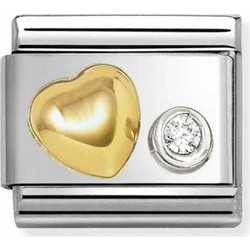 Nomination Composable Classic Unisex Link Gold Heart & CZ set in silver 630301/02
