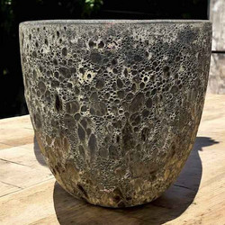 Γυαλωμένη Πήλινη Γλάστρα Γκρι Σκούρο Δ22x20cm CERAMART