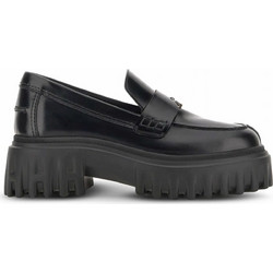 HOGAN ΠΑΠΟΥΤΣΙΑ ΜΟΚΑΣΙΝΙΑ H700 MOCASSINO LOGO ΜΕΤΑΛΛΙΚΟ ΜΑΥΡΟ
