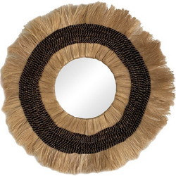 Καθρέπτης Verone Inart abaca σε φυσικό χρώμα Φ80x5εκ 339-000030