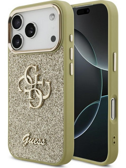 Guess Fixed Glitter Big 4G Metal Frame - θήκη για Apple iPhone 17 Pro - Χρυσό