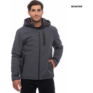 BE:NATION Ανδρικό Μπουφάν Χειμωνιάτικο Softshell Ανθρακί 08302303-3F