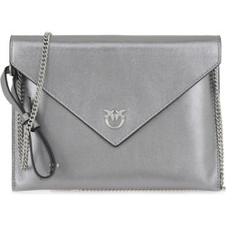 PINKO ENVELOPE V684E8249682 - ΑΤΣΑΛΙ ΔΕΡΜΑ 104820-A2O9 FLAT PURSE HANDLE METALLIC SUE-KZ7E GUN METAL-MATT SILVER