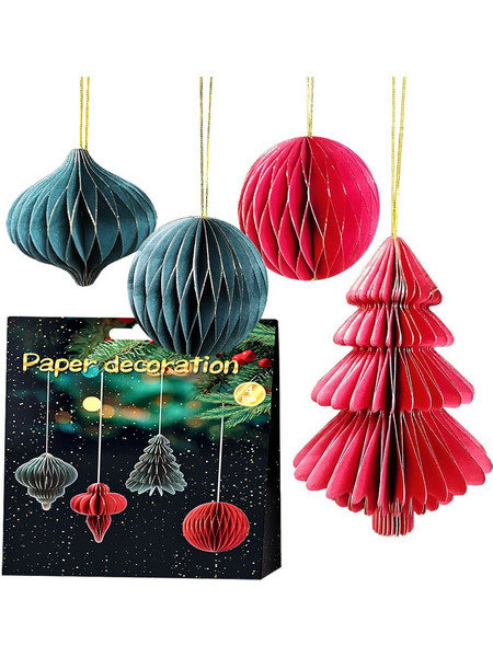Στολίδι Χάρτινο 3D Πτυσσόμενο Κρεμαστό 10x8cm Xmasfest 1134040 4τμχ