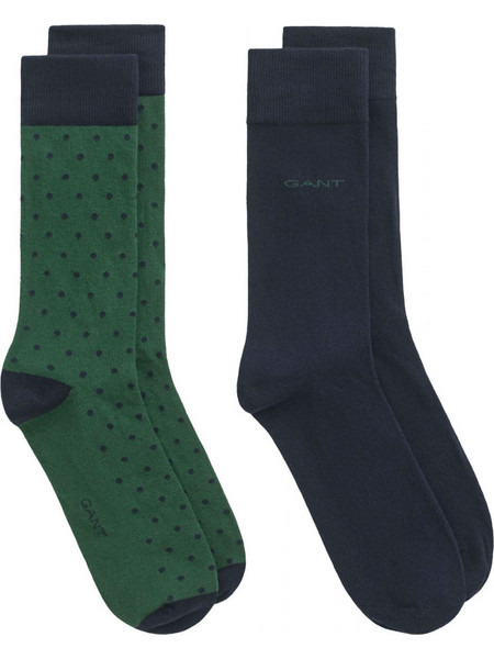 Gant Ανδρικές Κάλτσες Ψηλές Πράσινες Navy Μπλε 2Pack 3G9960260-338