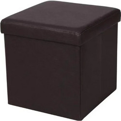 Σκαμπό & Κουτί αποθήκευσης 2 σε 1 από PVC 31x31x31 cm Καφέ 2208859