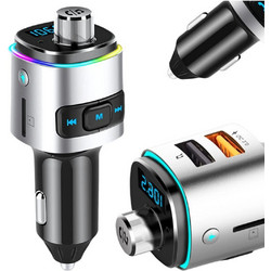 Bluetooth FM Transmitter Αυτοκινήτου με Διπλό USB Φορτιστή & LED Φωτισμό - Μαύρο/Ασημί