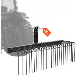 VEVOR 150 cm Ρυμούλκηση πίσω από τσουγκράνα Landscape, 3 Point Hitch Lawn Dethatcher Rake, 26 Spring Steel Tines, για τρακτέρ Κατηγορίας 1, Τσουγκράνες βαρέως τύπου & ανθεκτικές στη σκουριά Εξαρτήματα