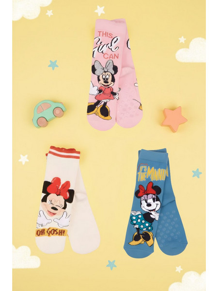 Disney Minnie Παιδικές Κάλτσες Αντιολισθητικές Σετ 3 τμχ. W20506 - ΠΟΛΥΧΡΩΜΟ