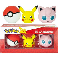 Pokemon - Pokeball, Pikachu & Jigglypuff 3D Σετ Γόμες