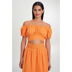 August Resortwear S25A3017 Υφαντό Τοπ Πορτοκαλί