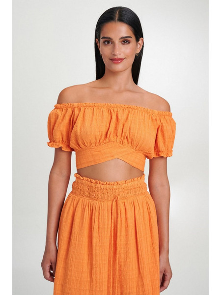August Resortwear S25A3017 Υφαντό Τοπ Πορτοκαλί