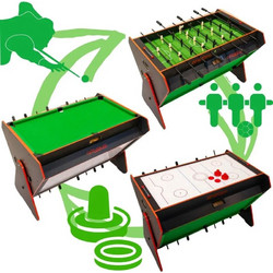 3-in-1 ROTARY GAME TABLE BILLIARDS TABLE FOOTBALL AIR HOOK-UP 121x84.5x85.3CM BLACK
