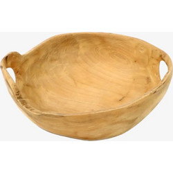Βαθύς Δίσκος-Bowl | Από Μασίφ Ξύλο Τικ με Ενσωματωμένες Λαβές