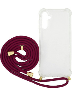 Ancus Crossbody Back Cover Transparent / Burgundy (Samsung Galaxy A14)
