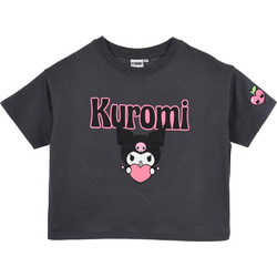 Μπλούζα κοντομάνικη κορίτσι Kuromi love γκρι