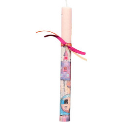 Inehome 961-196-0005 Inehome Λαμπάδα στρογγυλή με Decoupage σπίτια σομόν