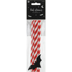 PartyDeco Paper Straws Bats - Χάρτινα Καλαμάκια με Νυχτερίδες (6 τεμ.)