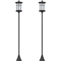 Outsunny Σετ 2 Ηλιακά Φωτιστικά Δαπέδου 23.5x23.5x184cm Μαύρο B30-054V01BK