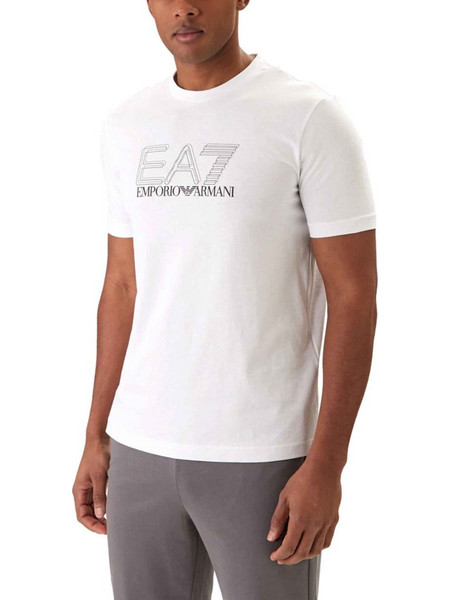 EA7 Emporio Armani T-shirt κανονική γραμμή λευκό βαμβακερό