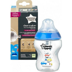 Tommee Tippee Closer To Nature Σετ Πλαστικά Μπιμπερό με Θηλή Σιλικόνης κατά των Κολικών 0m+ Blue 260ml
