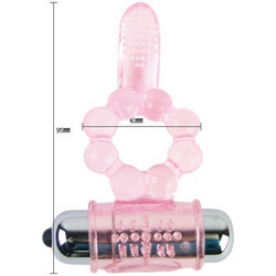 Baile 10 Tongue Rhythms Silicone Ring Ελαστικό Δαχτυλίδι Πέους Σιλικόνης με Δόνηση Ροζ