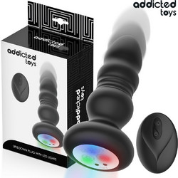 THRUSTING VIBRATING ANAL PLUG, LED LIGHT REMOTE CONTROL - ADDICTED TOYS